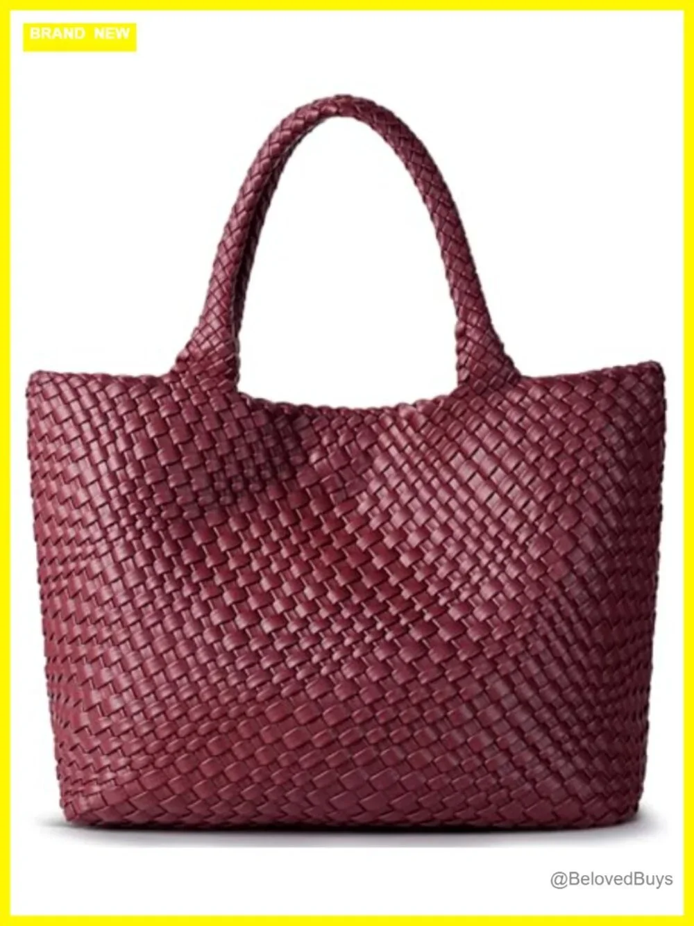 Woven Vegan Leather Tote Shoulder Bag Hand-Woven Shopper Large Capacity